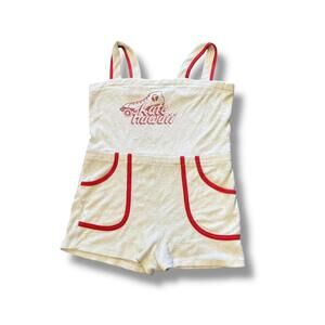 Vintage White & Red Skate Hawaii Terry Romper